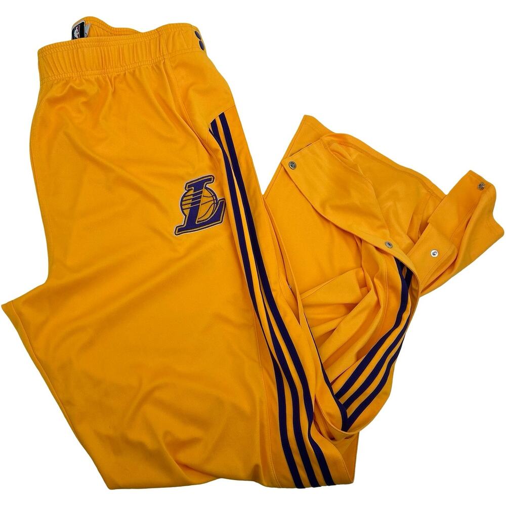 Mens Yellow Adidas Clima365 NBA Los Angeles Lakers Basketball Warm Up Pants 3XLT